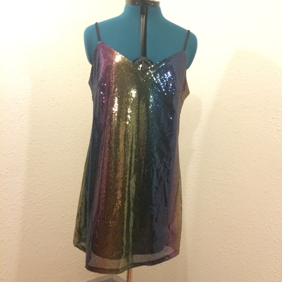 wild fable Dresses & Skirts - Sz M womens sequin Rainbow party dress  (041)